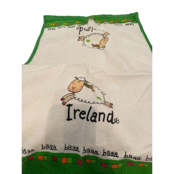 Set of 2 Ireland Tea Towels Sheep Baaa White Green NWOT - Picture 3 of 9